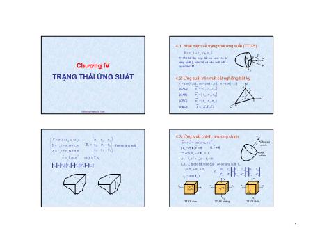 Bài giảng Sức bền vật liệu 1 - Chương 4: Trạng thái ứng suất - Hoang Sy Tuan