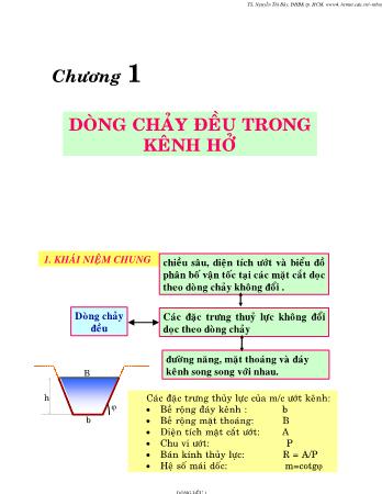 Bài giảng Thủy văn môi trường - Chương 1: Dòng chảy đều trong kênh hở - Nguyễn Thị Bảy