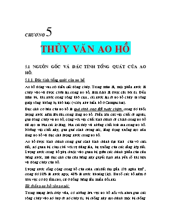 Bài giảng Thủy văn môi trường - Chương 7: Thủy văn ao hồ