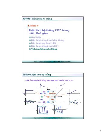 Bài giảng Tín hiệu và hệ thống - Bài 6: Phân tích hệ thống LTIC trong miền thời gian - Trần Quang Việt