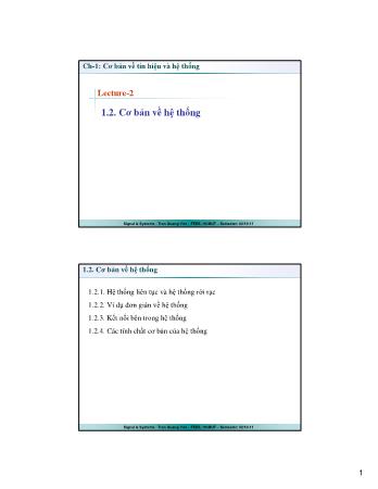 Bài giảng Tín hiệu và hệ thống - Chương 1: Cơ bản về tín hiệu và hệ thống - Bài 2 - Trần Quang Việt