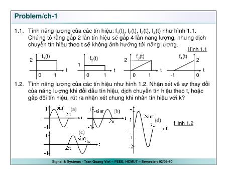 Bài giảng Tín hiệu và hệ thống - Chương 1 - Trần Quang Việt