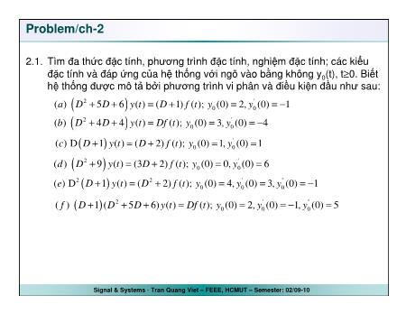 Bài giảng Tín hiệu và hệ thống - Chương 2 - Trần Quang Việt