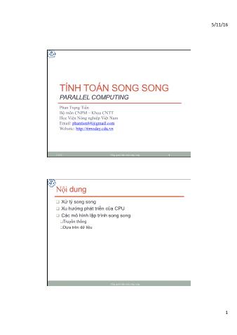 Bài giảng Tính toán song song (Parallel computing) - Phần 1: Tổng quan tính toán song song - Phan Trọng Tiến