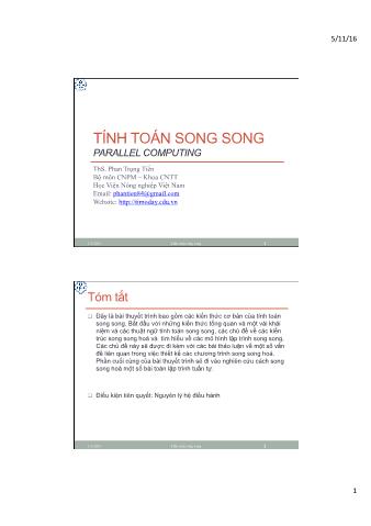 Bài giảng Tính toán song song (Parallel computing) - Phần 2: Giới thiệu về tính toán song song - Phan Trọng Tiến