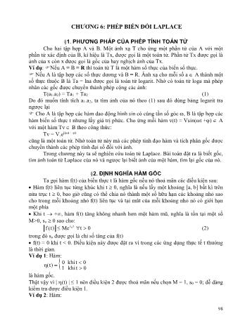 Bài giảng Toán chuyên ngành điện - Chương 6: Phép biến đổi laplace