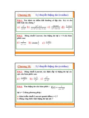 Bài giảng Toán kĩ thuật - Chương 10: Lý thuyết thặng dư (residue)