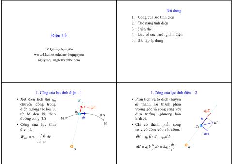 Bài giảng và bài tập Vật lý 1 - Bài: Điện thế - Lê Quang Nguyên