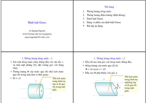 Bài giảng và bài tập Vật lý 1 - Bài: Định luật Gauss - Lê Quang Nguyên