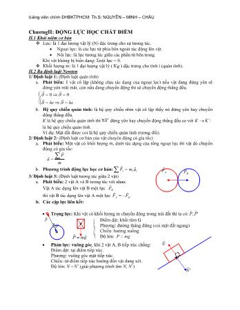 Bài giảng Vật lí - Chương 2: Động lực học chất điểm - Nguyễn Minh Châu