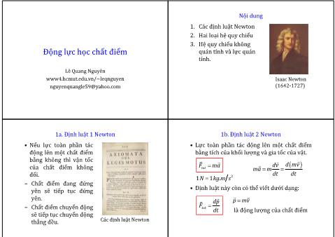 Bài giảng Vật Lý 1 - Phần 1: Cơ học - Chương 2: Động lực học chất điểm - Lê Quang Nguyên