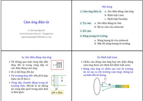 Bài giảng Vật Lý 1 - Phần 3: Điện từ học - Bài: Cảm ứng điện từ - Lê Quang Nguyên