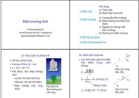 Bài giảng Vật Lý 1 - Phần 3: Điện từ học - Bài: Điện trường tĩnh - Lê Quang Nguyên