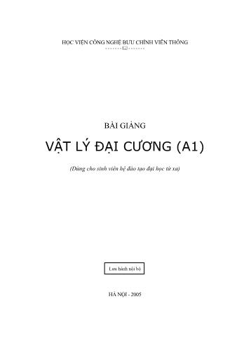 Bài giảng Vật lý đại cương (A1) (Dùng cho sinh viên hệ đào tạo đại học từ xa)