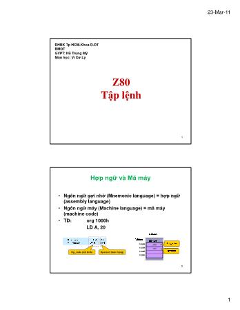 Bài giảng Vi xử lý - Chương 2: Z80 Tập lệnh - Hồ Trung Mỹ