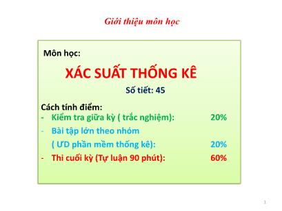 Bài giảng Xác suất thống kê - Chương I: Các định lý xác suất