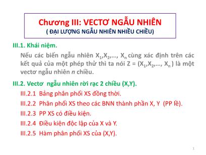 Bài giảng Xác suất thống kê - Chương III: Vectơ ngẫu nhiên