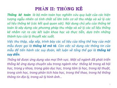 Bài giảng Xác suất thống kê - Phần II: Thống kê