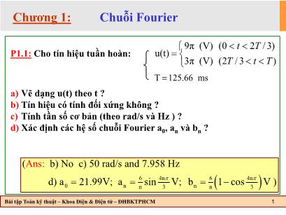 Bài tập Toán kĩ thuật - Chương 1: Chuỗi Fourier