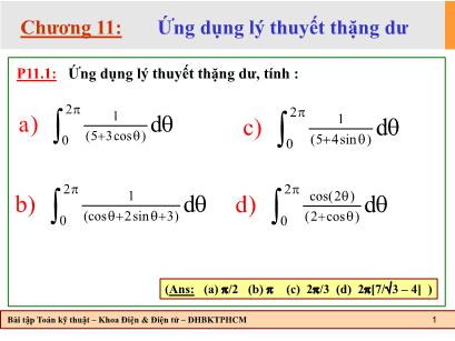 Bài tập Toán kĩ thuật - Chương 11: Ứng dụng lý thuyết thặng dư