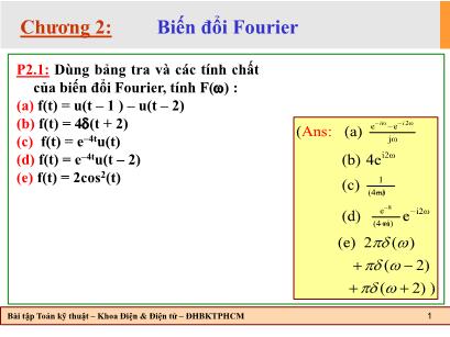 Bài tập Toán kĩ thuật - Chương 2: Biến đổi Fourier