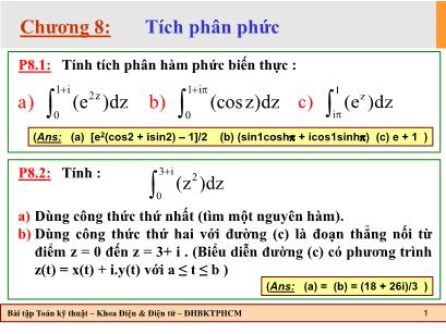 Bài tập Toán kĩ thuật - Chương 8: Tích phân phức