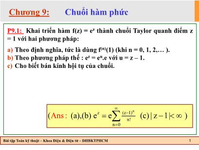 Bài tập Toán kĩ thuật - Chương 9: Chuổi hàm phức