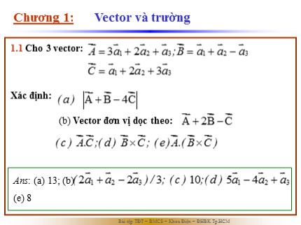 Bài tập Trường điện từ - Chương 1: Vector và trường