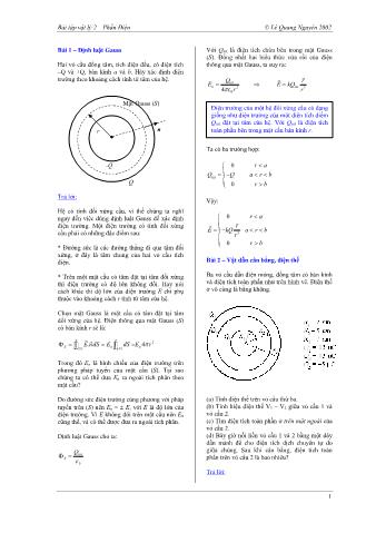 Bài tập Vật lý 2 - Phần Điện - Lê Quang Nguyên