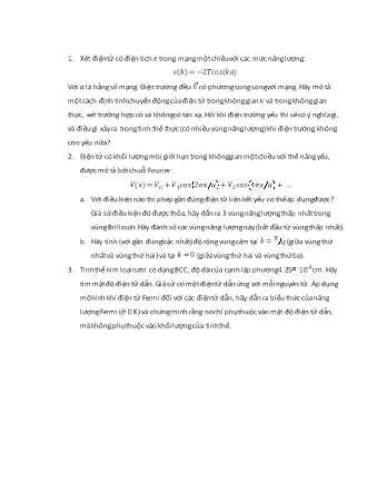 Bài tập về nhà môn Vật lý chất rắn - Số 7 (Có đáp án)