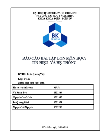 Báo cáo bài tập lớn môn Tín hiệu và hệ thống