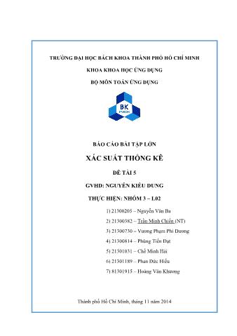 Báo cáo bài tập lớn Xác suất thống kê - Đề tài 5