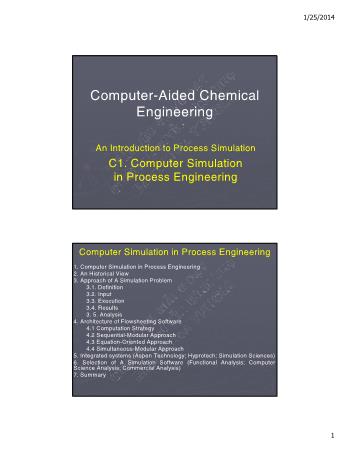 Computer-Aided Chemical Engineering - Chap 1: Computer Simulation in Process Engineering