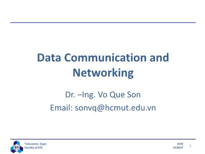 Data Communication and Networking - Chapter 1: Transmission Media and PHY Layer - Vo Que Son