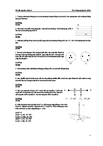 Đề trắc nghiệm Vật lý 2 - Phần 1 - Lê Quang Nguyên