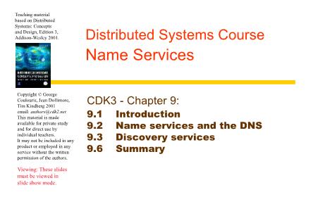 Distributed Systems - Name Services - Thoai Nam