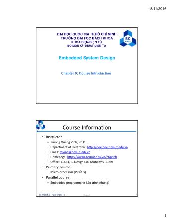 Embedded System Design - Chapter 0: Course Introduction