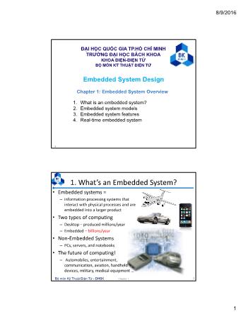 Embedded System Design - Chapter 1: Embedded System Overview