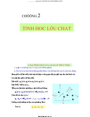 Giáo trình Thủy lực và thủy văn môi trường - Phần I: Thủy lực - Chương 2: Tĩnh học lưu chất - Nguyễn Thị Bảy