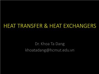 Heat transfer & heat exchangers - Lecture 1: Thermodynamics - Khoa Ta Dang