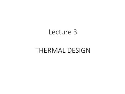 Heat transfer & heat exchangers - Lecture 3: Thermal design