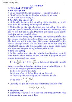 Ôn tập kiến thức điện trường - Huỳnh Hoàng Kha