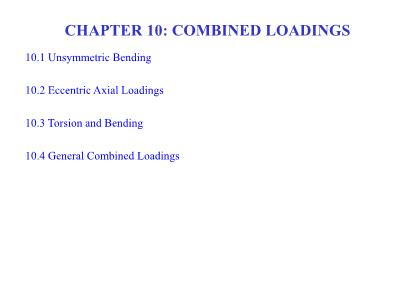 Strength of materials - Chapter 10: Combined loadings - Nguyễn Sỹ Lâm