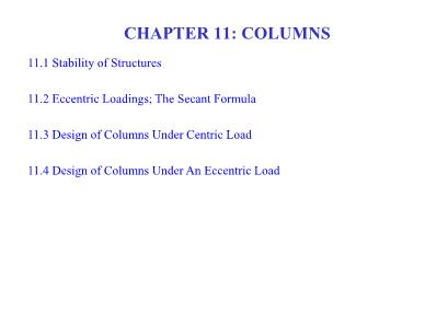 Strength of materials - Chapter 11: Columns - Nguyễn Sỹ Lâm