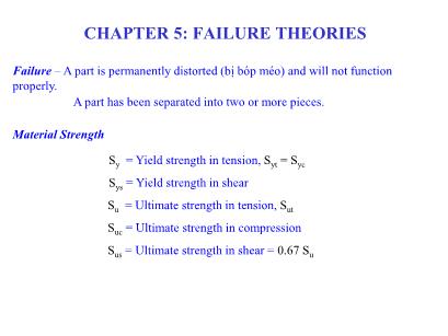 Strength of materials - Chapter 5: Failure theories - Nguyễn Sỹ Lâm