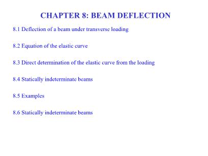 Strength of materials - Chapter 8: Beam deflection - Nguyễn Sỹ Lâm