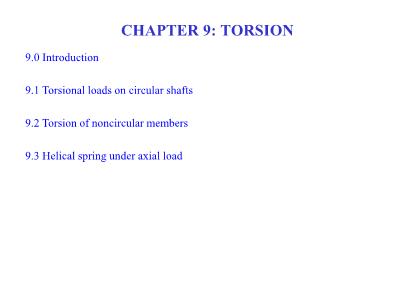 Strength of materials - Chapter 9: Torsion - Nguyễn Sỹ Lâm
