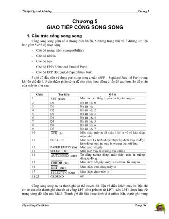 Tài liệu Lập trình hệ thống - Chương 5: Giao tiếp cống song song - Phạm Hùng Kim Khánh