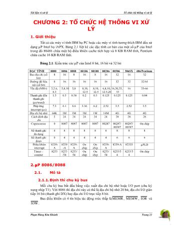 Tài liệu Vi xử lý - Chương 2: Tổ chức hệ thống vi xử lý - Phạm Hùng Kim Khánh