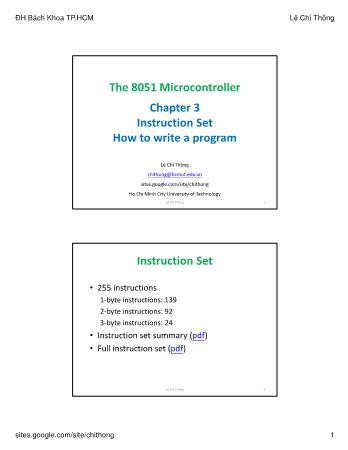 The 8051 Microcontroller - Chapter 3: Instruction Set How to write a program - Lê Chí Thông